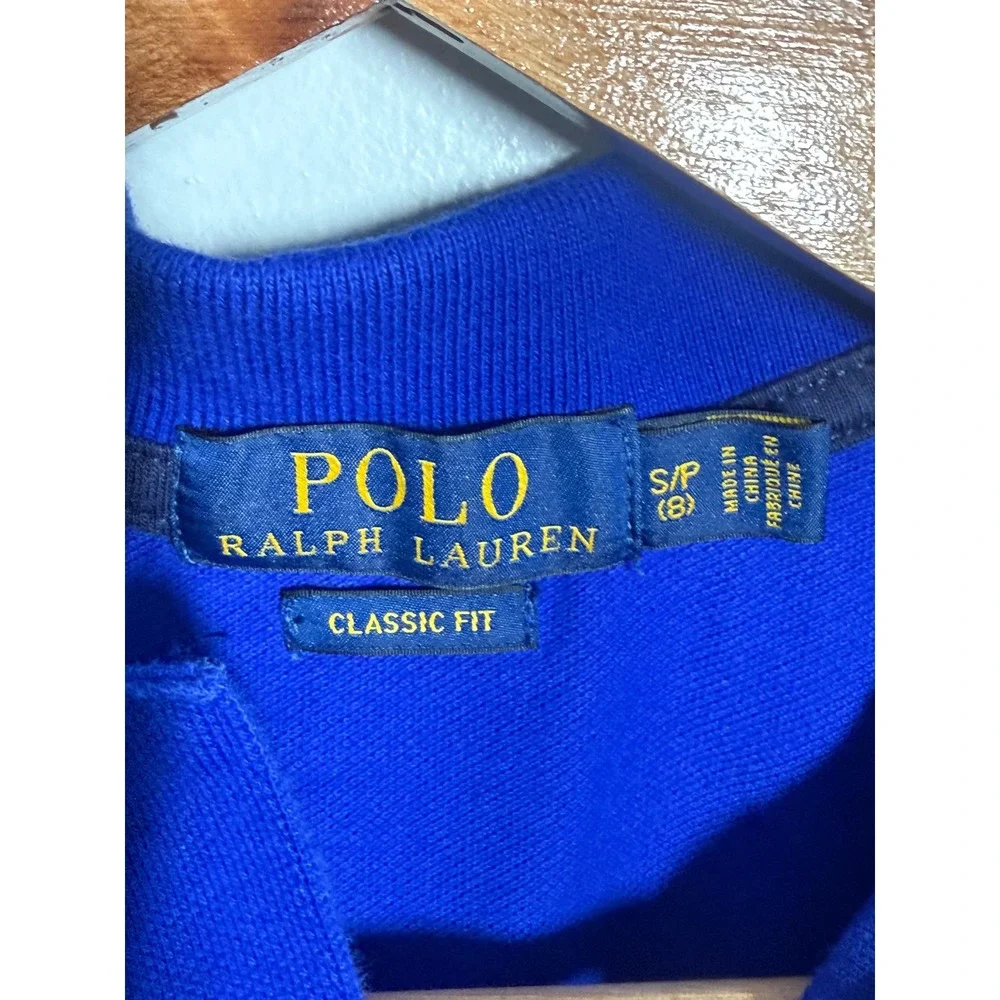 Polo Ralph Lauren Boys Royal Blue Orange Big Pony Polo Shirt Classic Fit Size 8